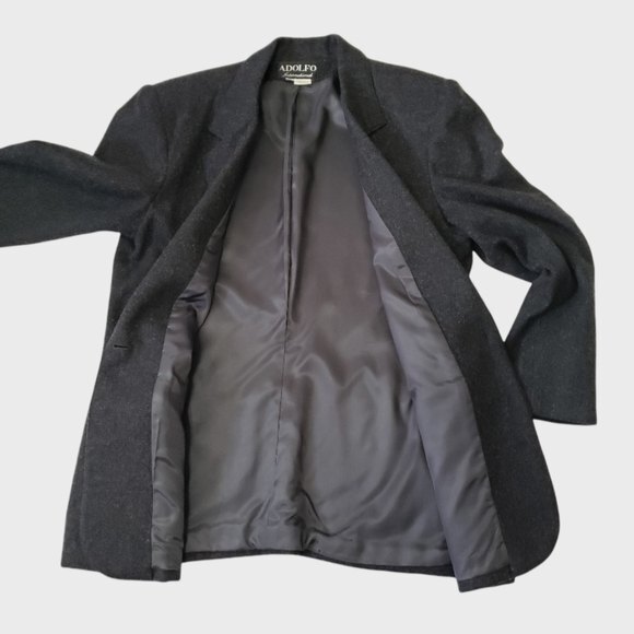Adolfo International Blazer Black 100% Wool Classic Lined Gold-toned Button sz10 - Picture 5 of 10